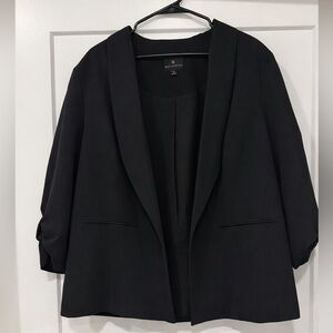 Worthington Black Blazer Size 2X Open Front Ruched Sleeve Work Office Jacket